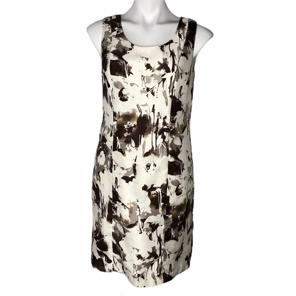 Coldwater Creek Brown Cream Print Sleeveless Dress